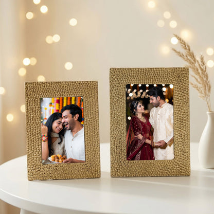 Hammered Photo Frame, Gold, Set of 2
