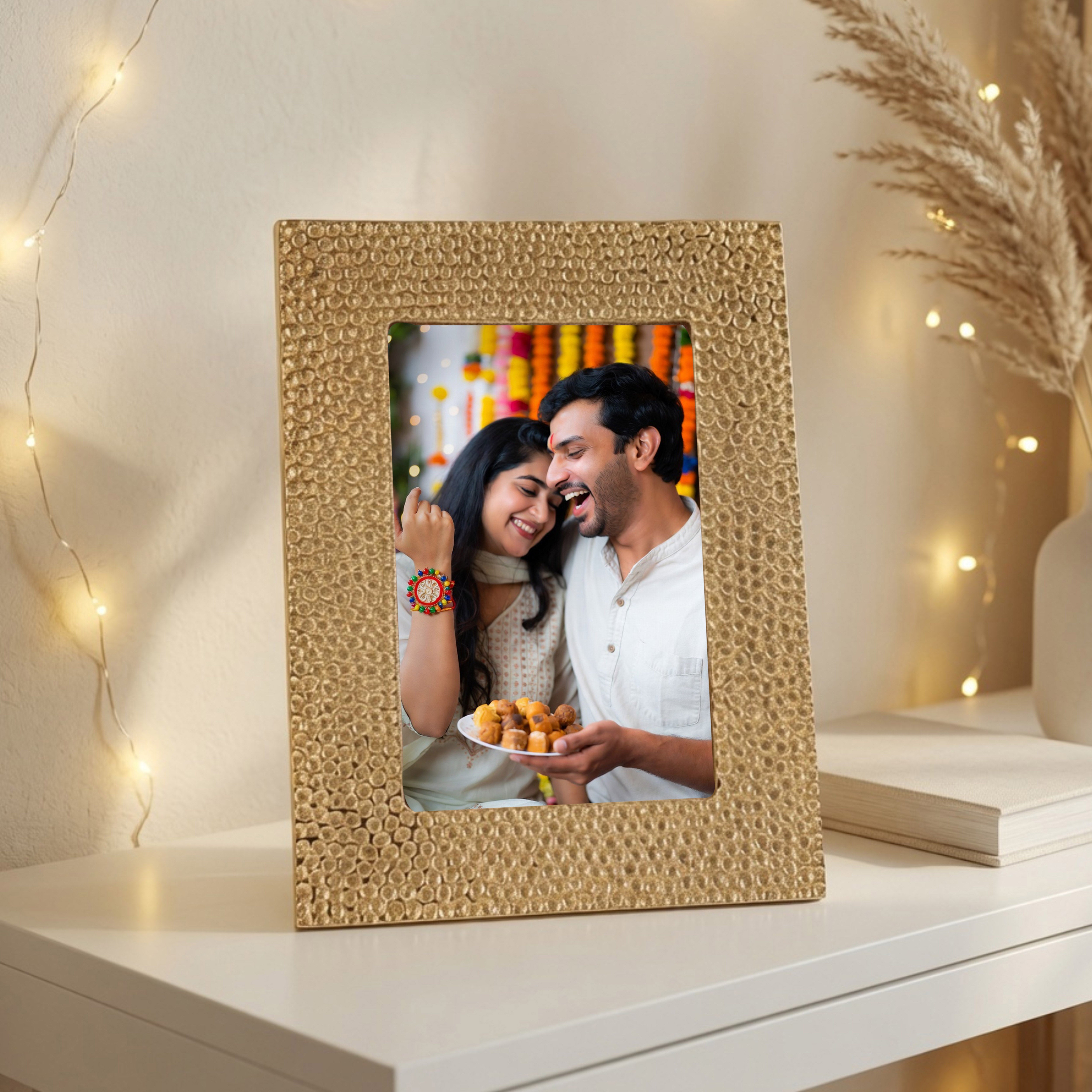 Hammered Photo Frame, Gold, Large