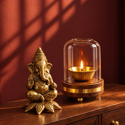 Divine Ganesha Akhand Diya Set
