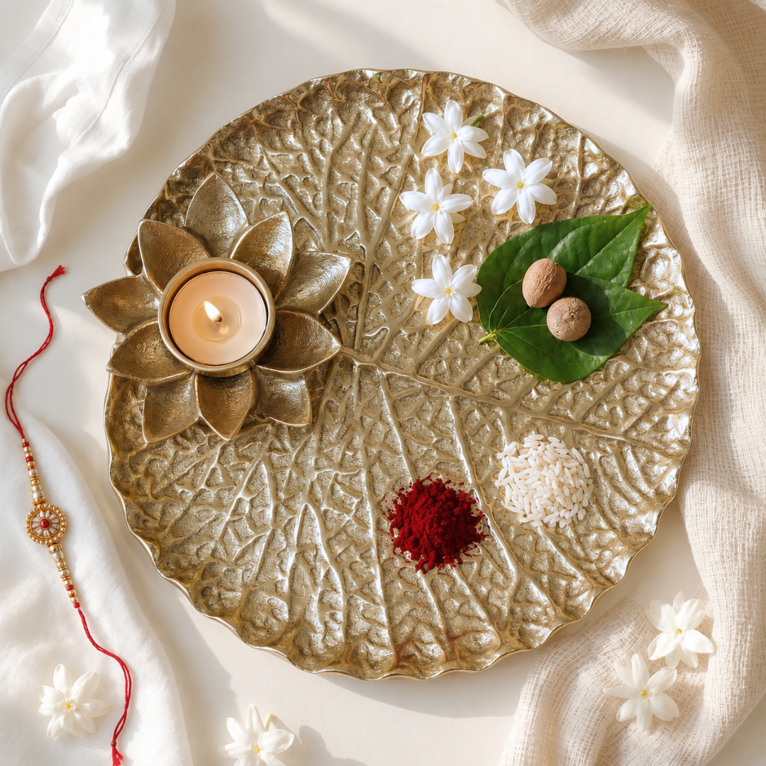 Lotus Leaf Metal Thali