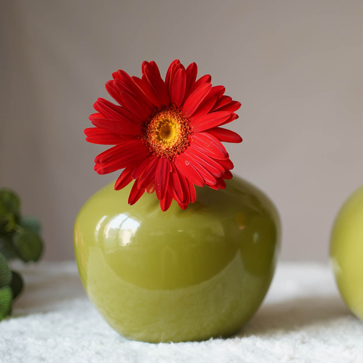 Olive green flower vase small