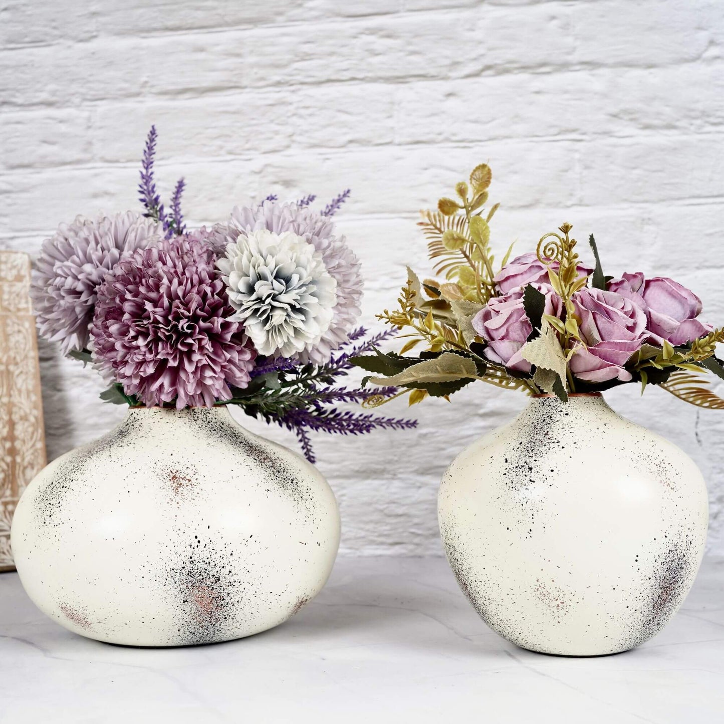 Metal bud flower vase set of 2 