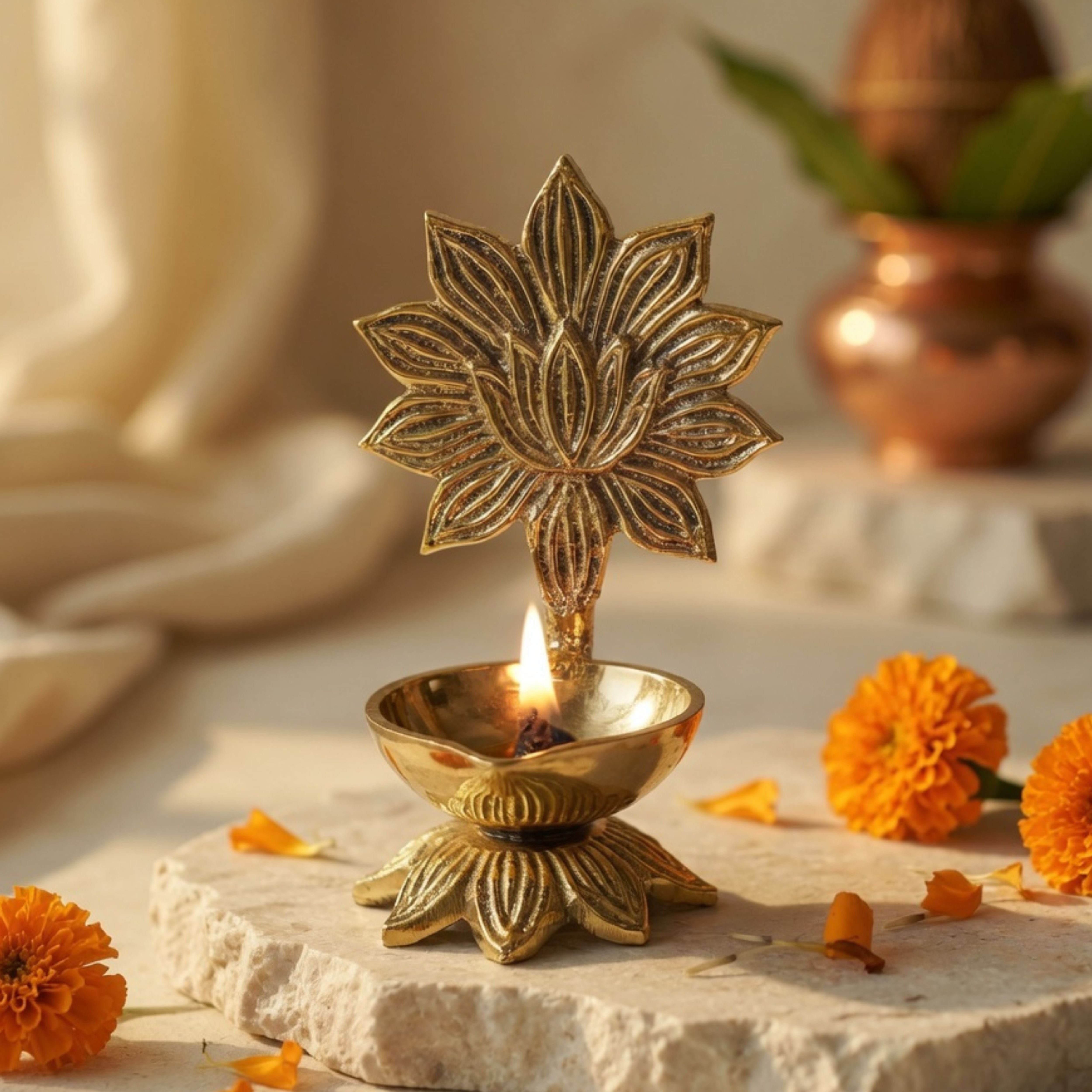 Brass Lotus Diya