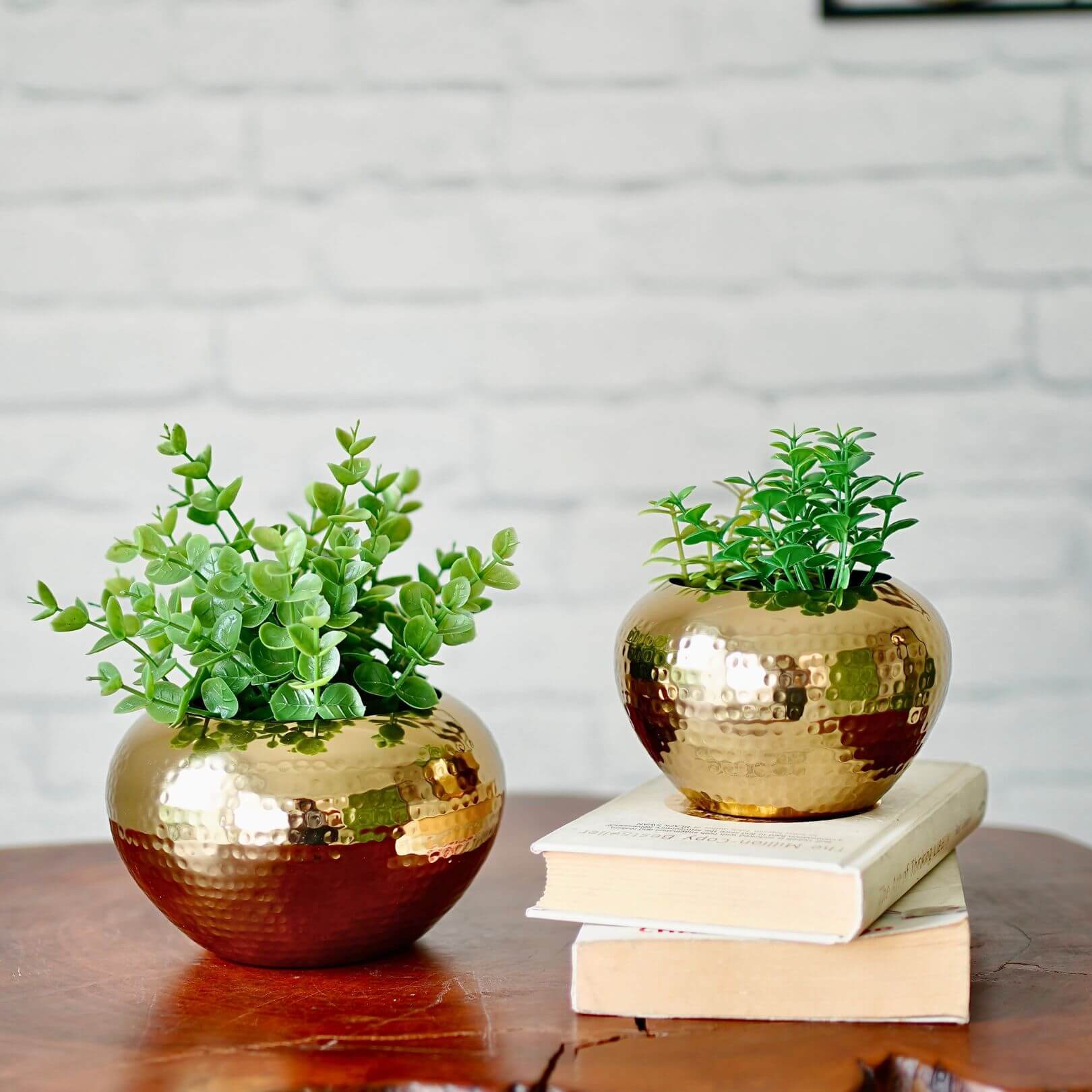 Gold metal plant stand