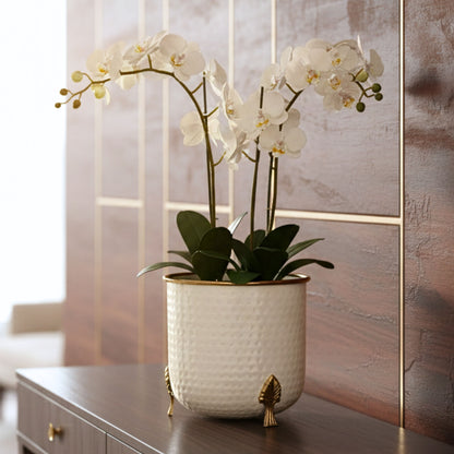 Gold Rim Leaf leg Metal Planter (Pot Only)