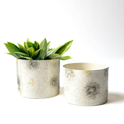 Metal White marble plant stand set of 2 