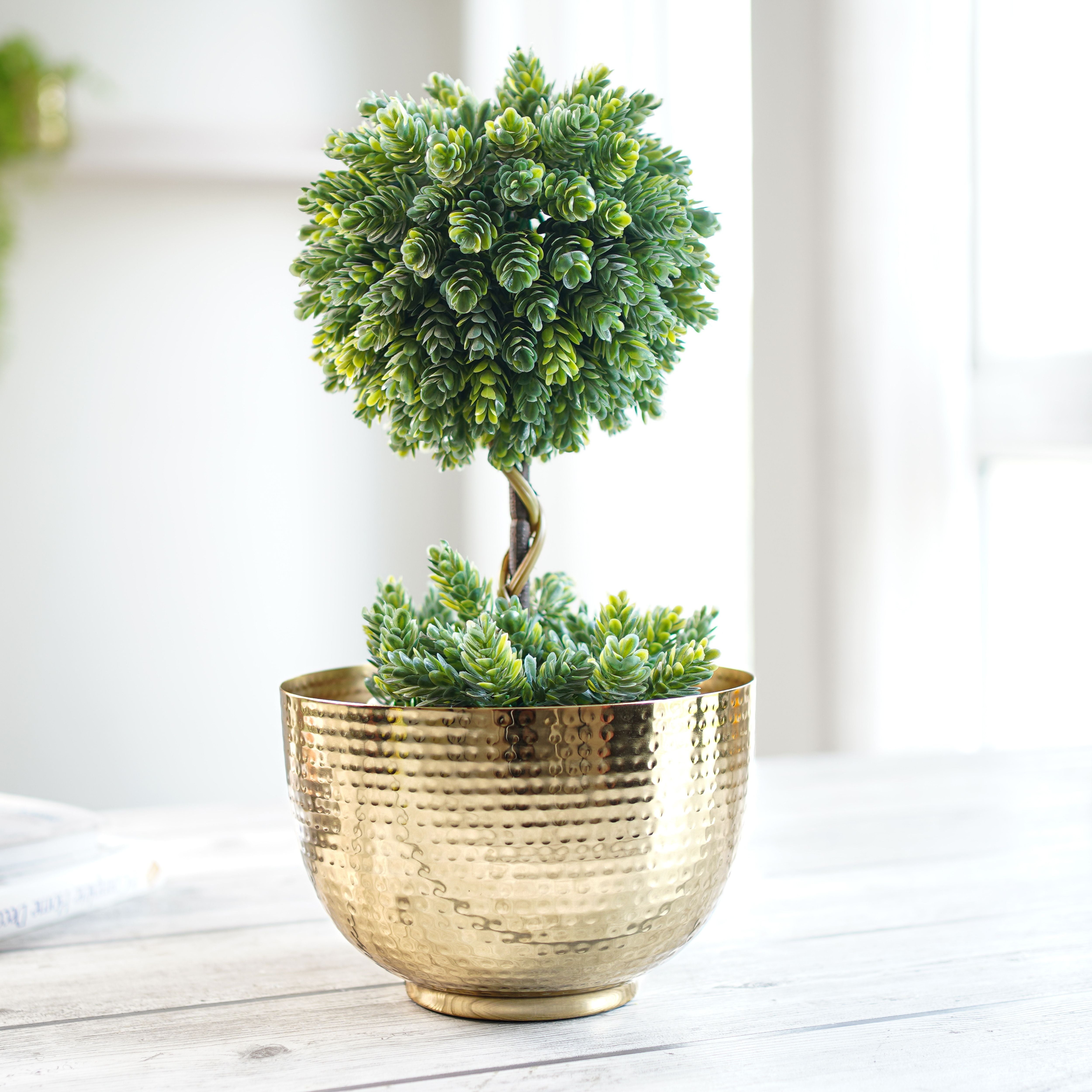 Metal Hammered Bowl Planter - Gold, 5.5'' - Behoma