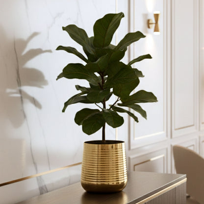 Ribbed Metal Planter, Small (Pot Only)