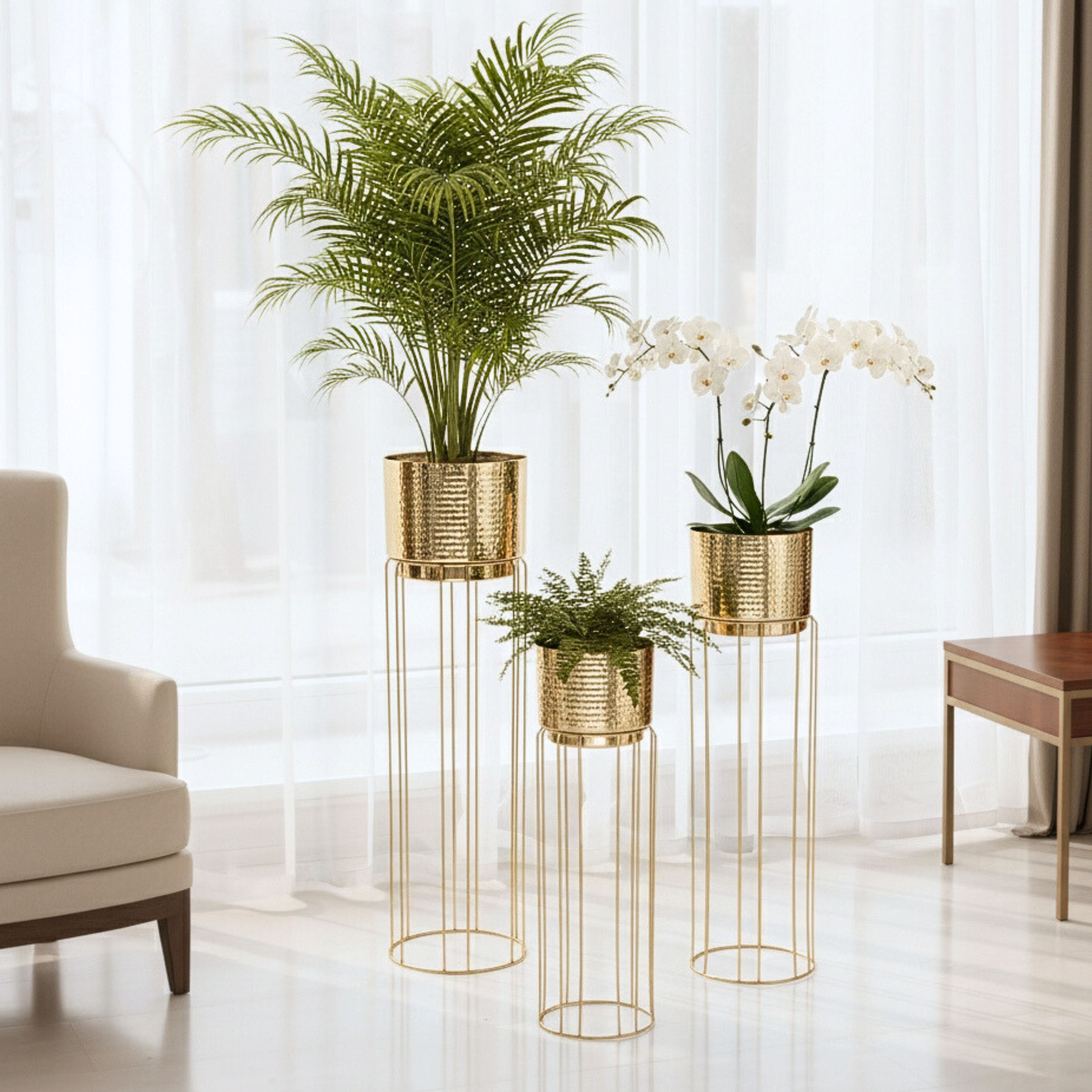 Tall Stand Metal Planter, Set (Planter Only)