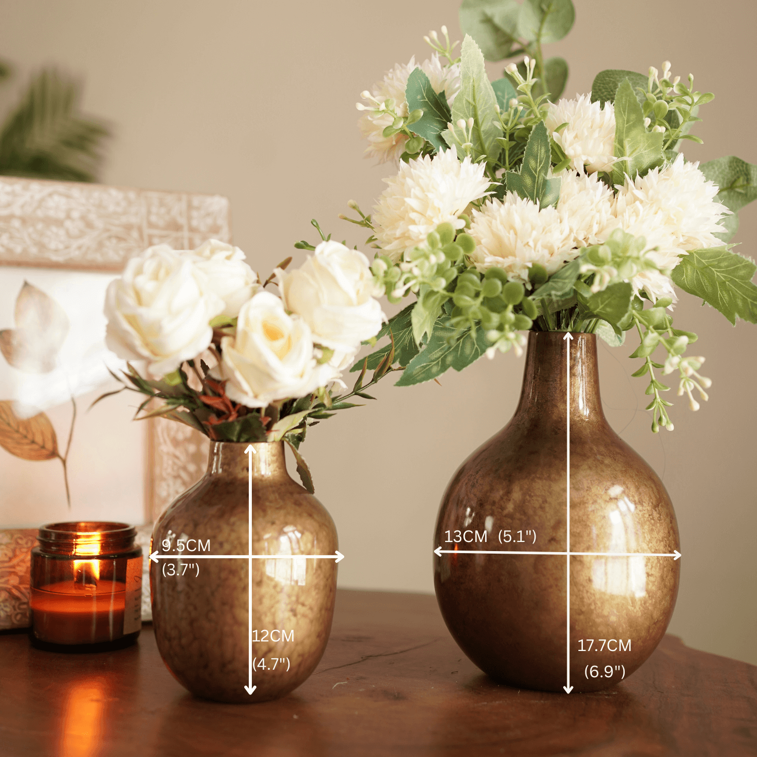 artificial flowers in vase set of 2 