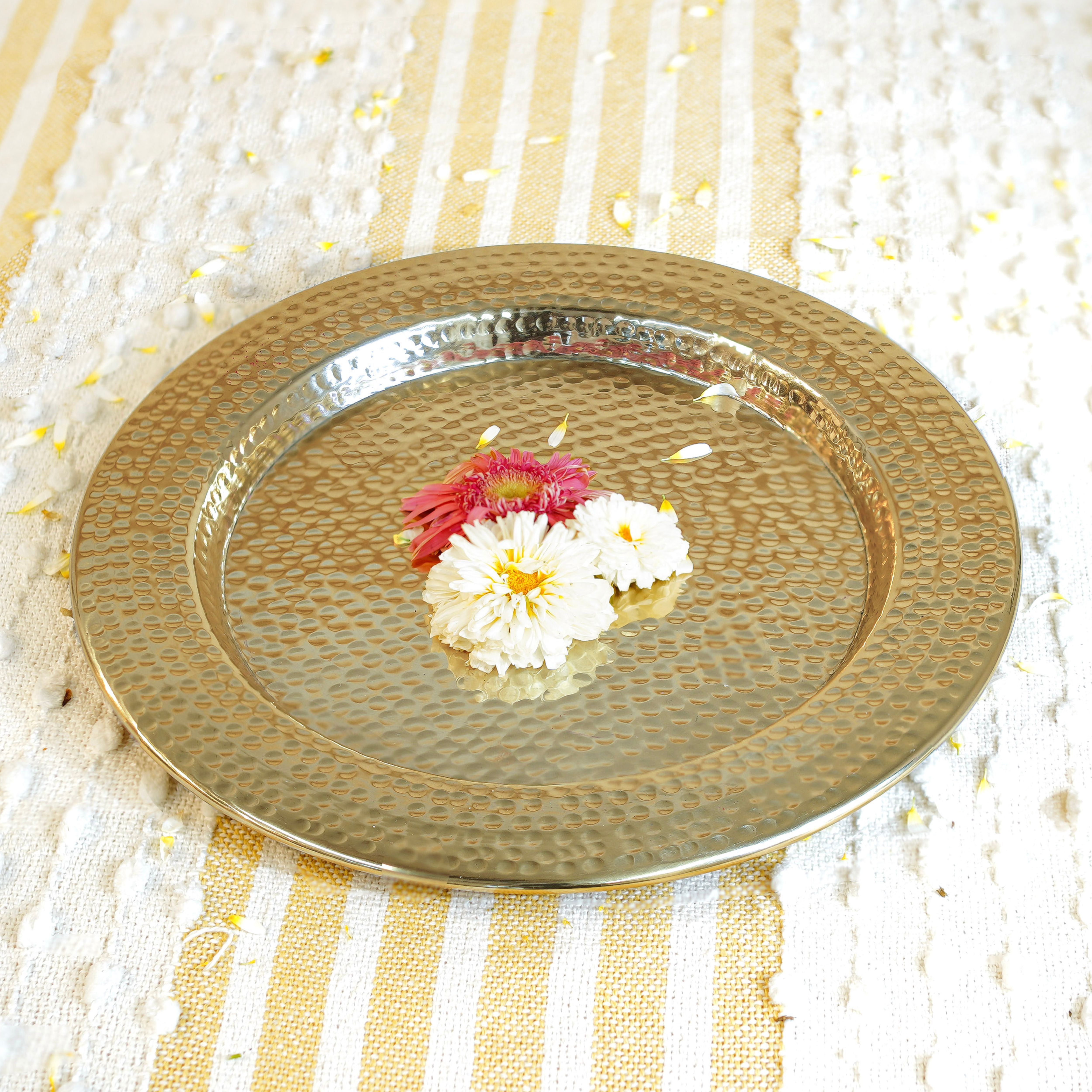 Metal Hammered Gold Platter, Large