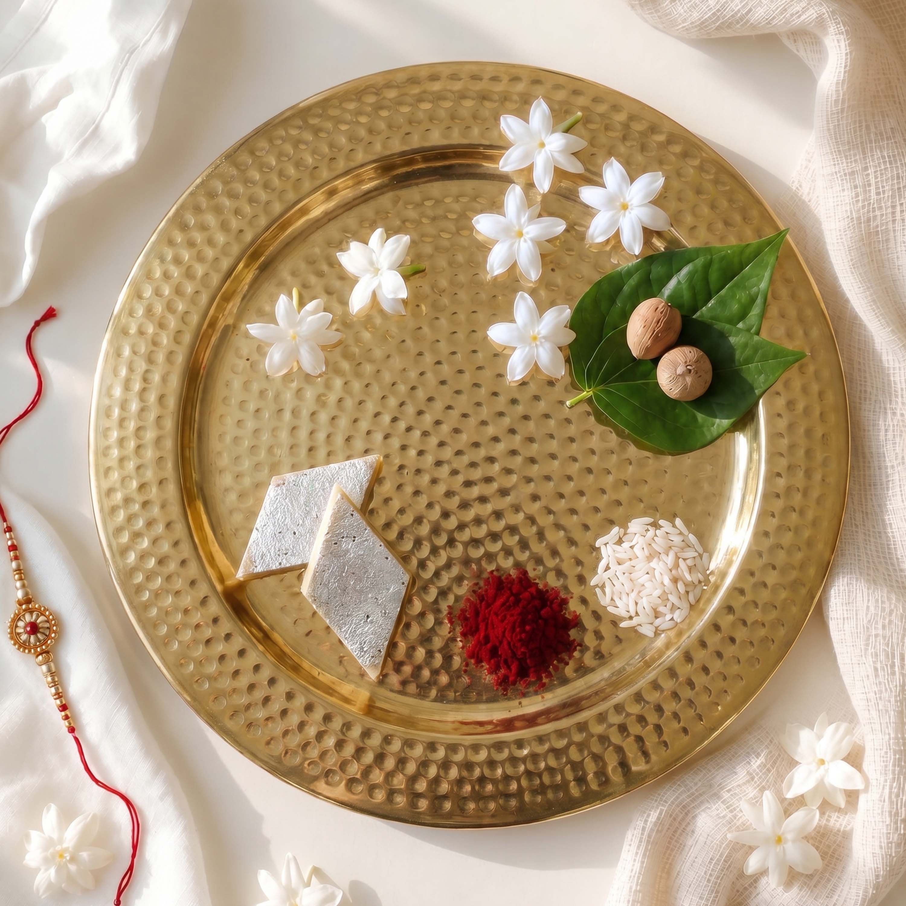 Metal Hammered Gold Platter, Large