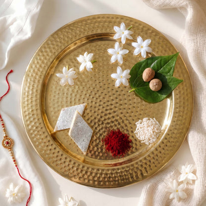 Metal Hammered Gold Platter, Large