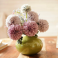 Olive Green metal bud flower vase with flower 