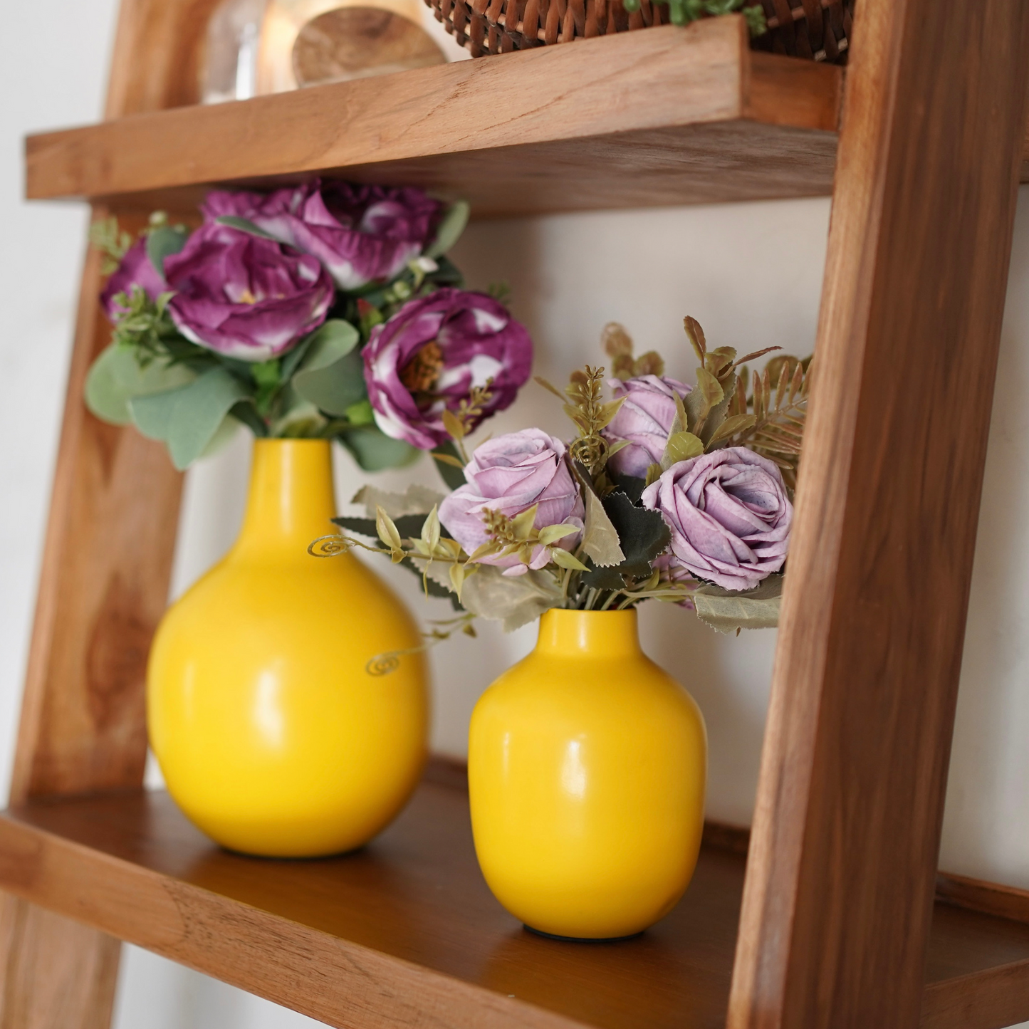 Yellow metal Flower vase - Set of 2 