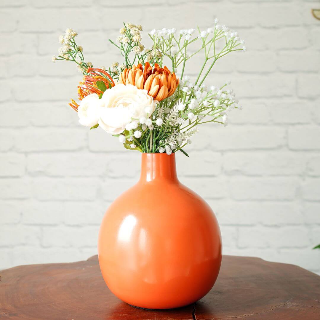 Orange metal Flower vase - Large 