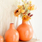 Orange bud metal flower vases with flower set of 2