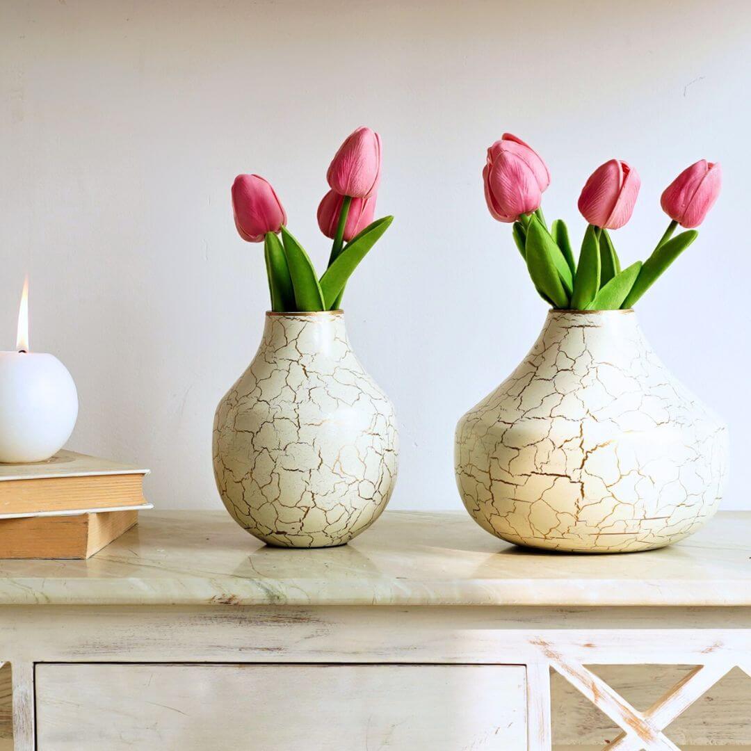 artificial flowers in vase set of 2 