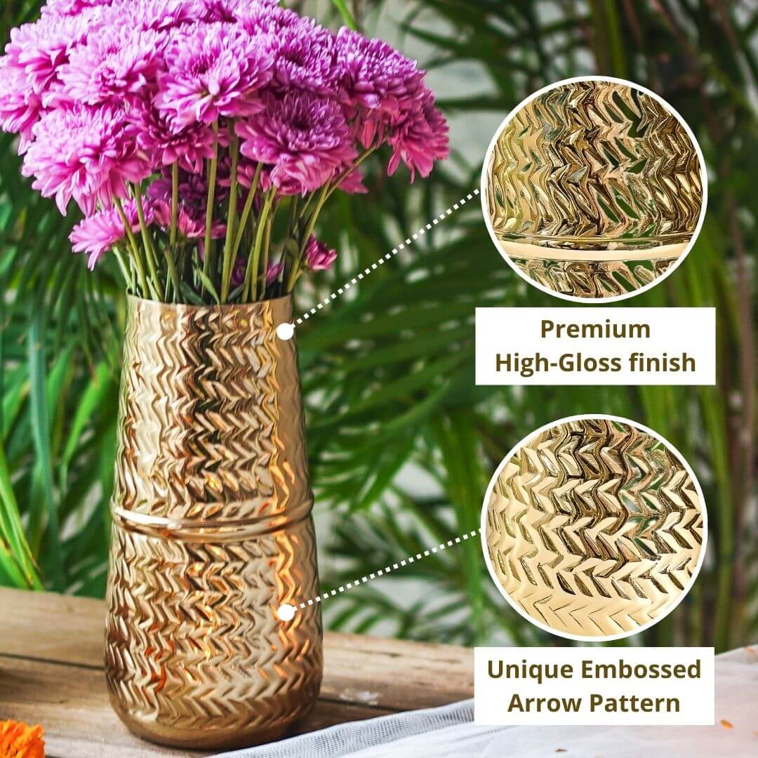 Embossed Metal Flower Vase