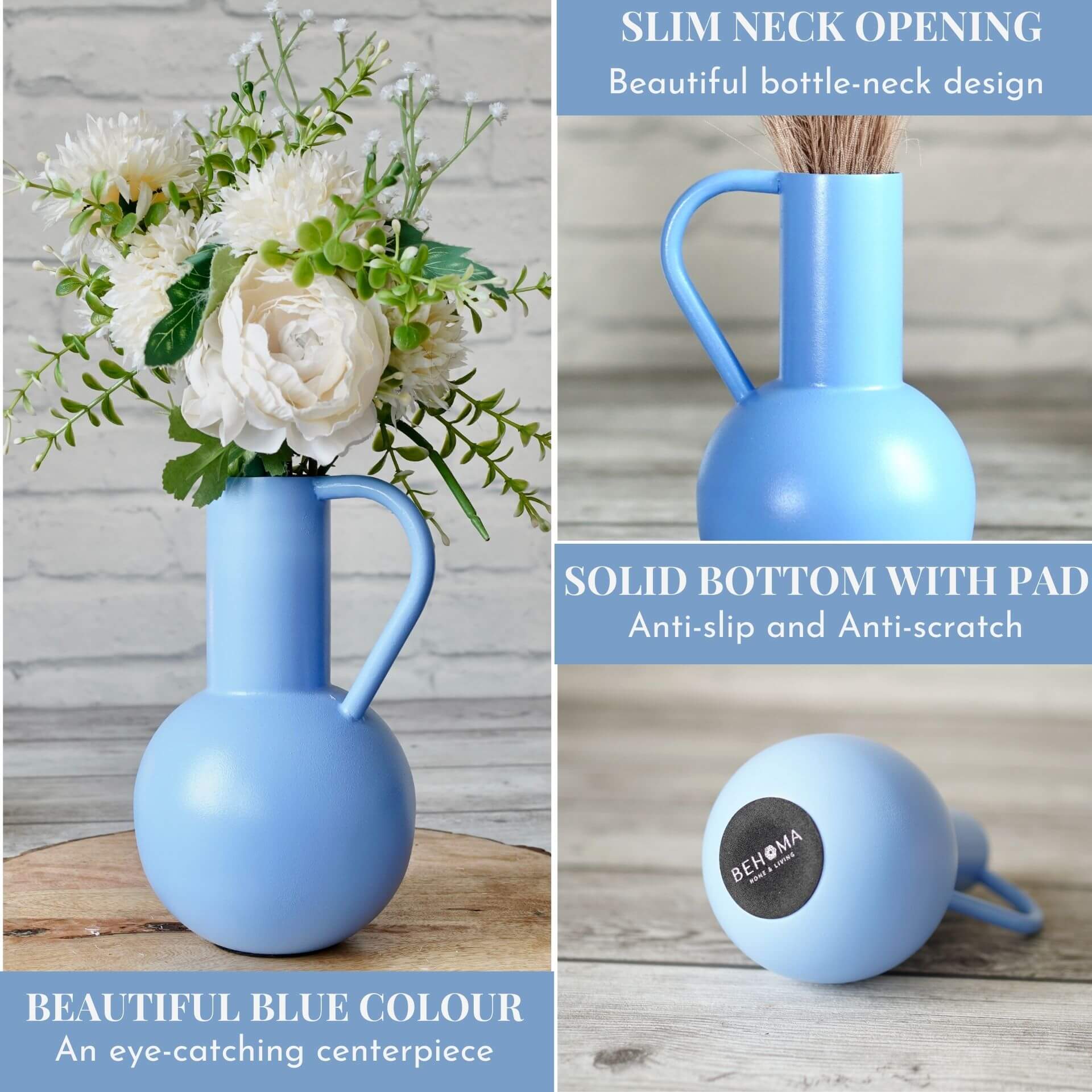 Jug shaped flower vase, Blue 