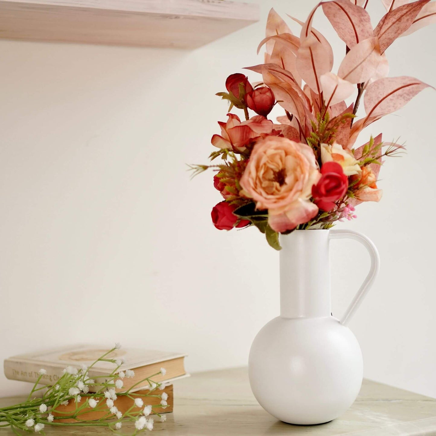 Jug shaped flower vase, white 