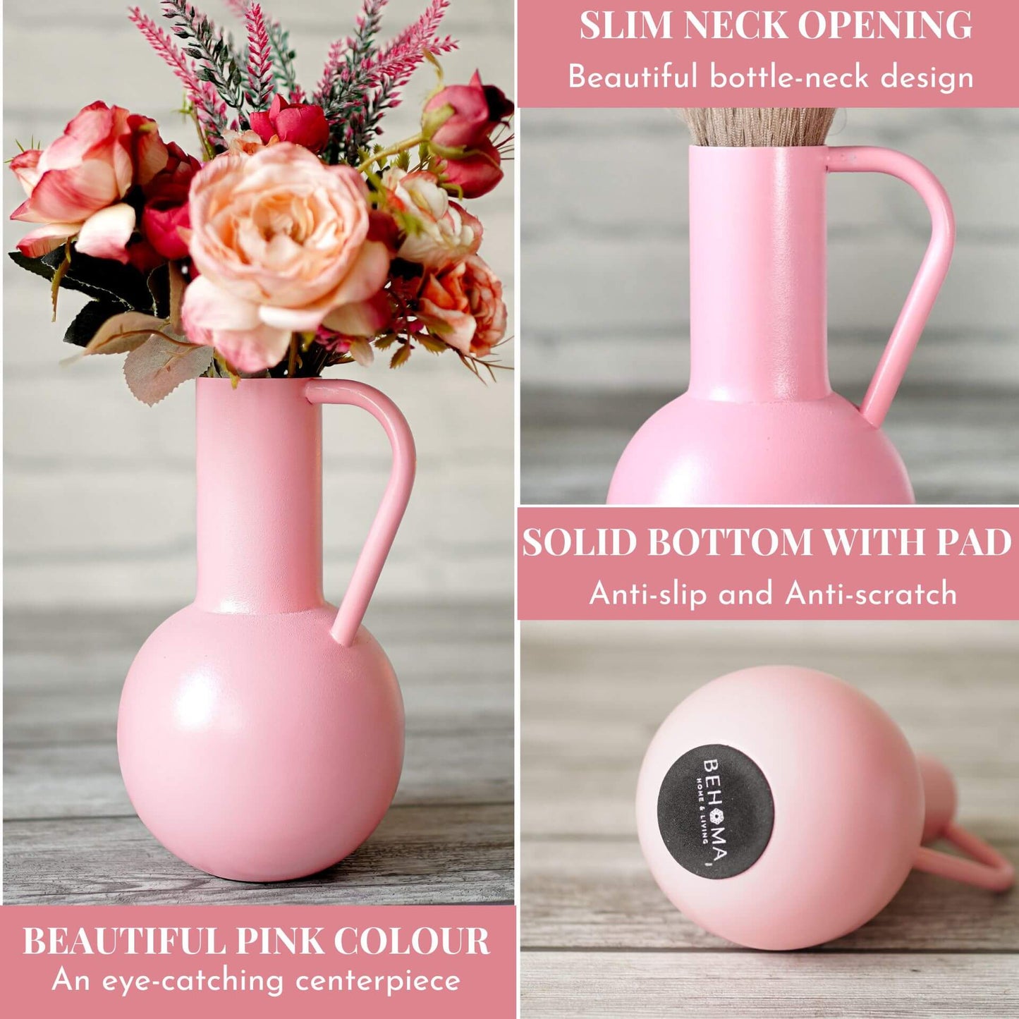 Jug shaped flower vase, Pink 