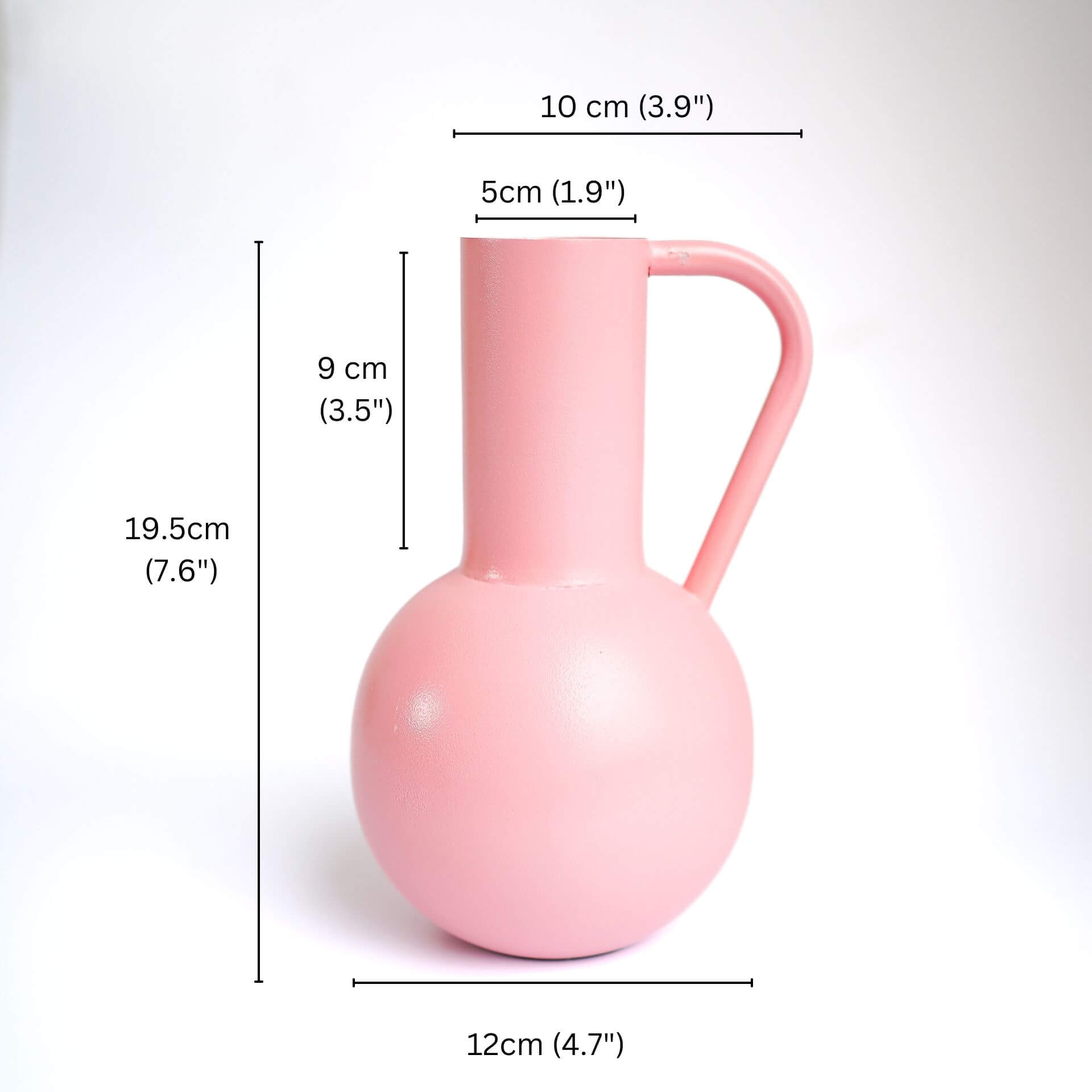 Metal jug shape flower vase pink 
