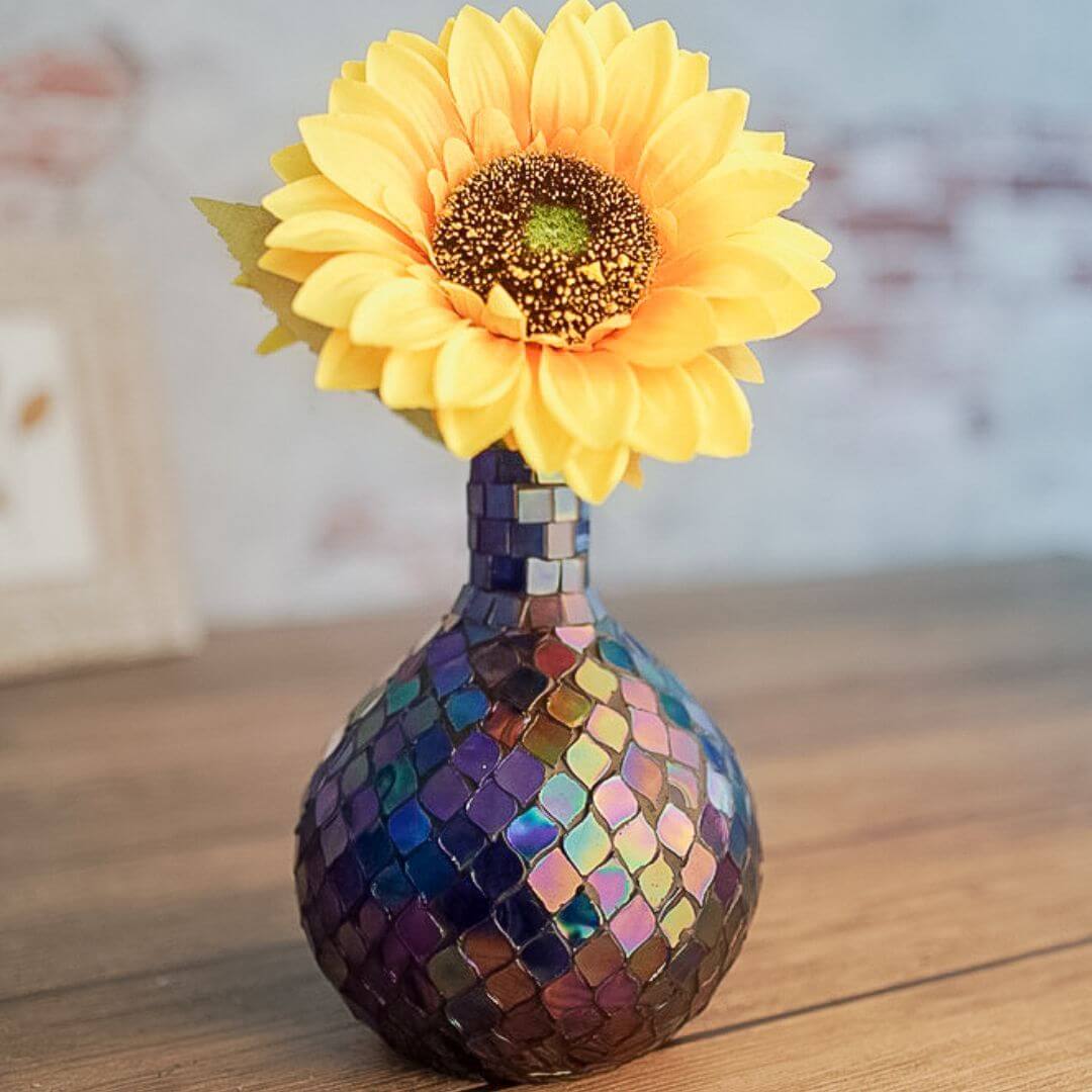 Moroccan style mosaic glass flower vase 