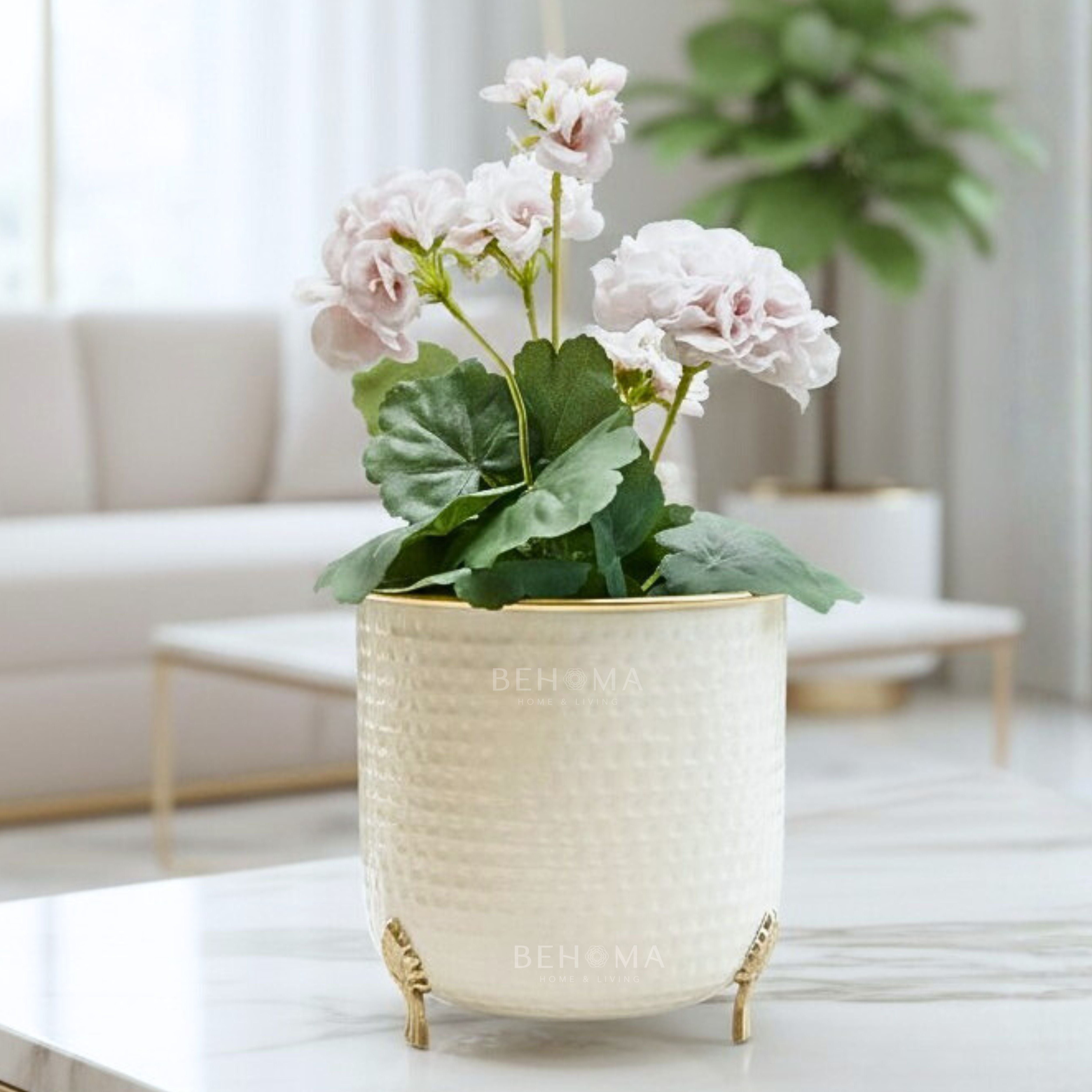Gold Rim Leaf leg Metal Planter (Pot Only)