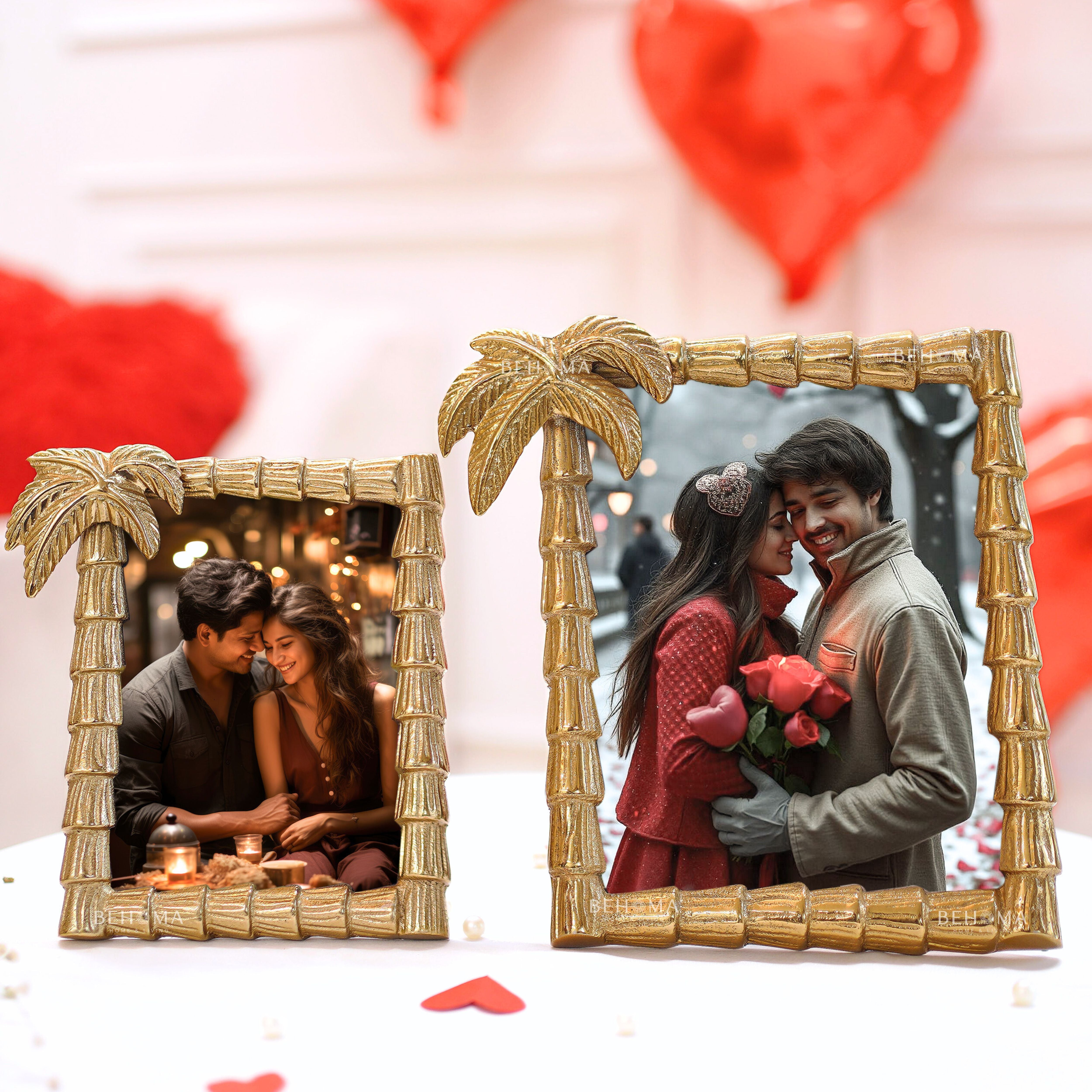 Tropical Gold Palm Tree Frame, Set of 2