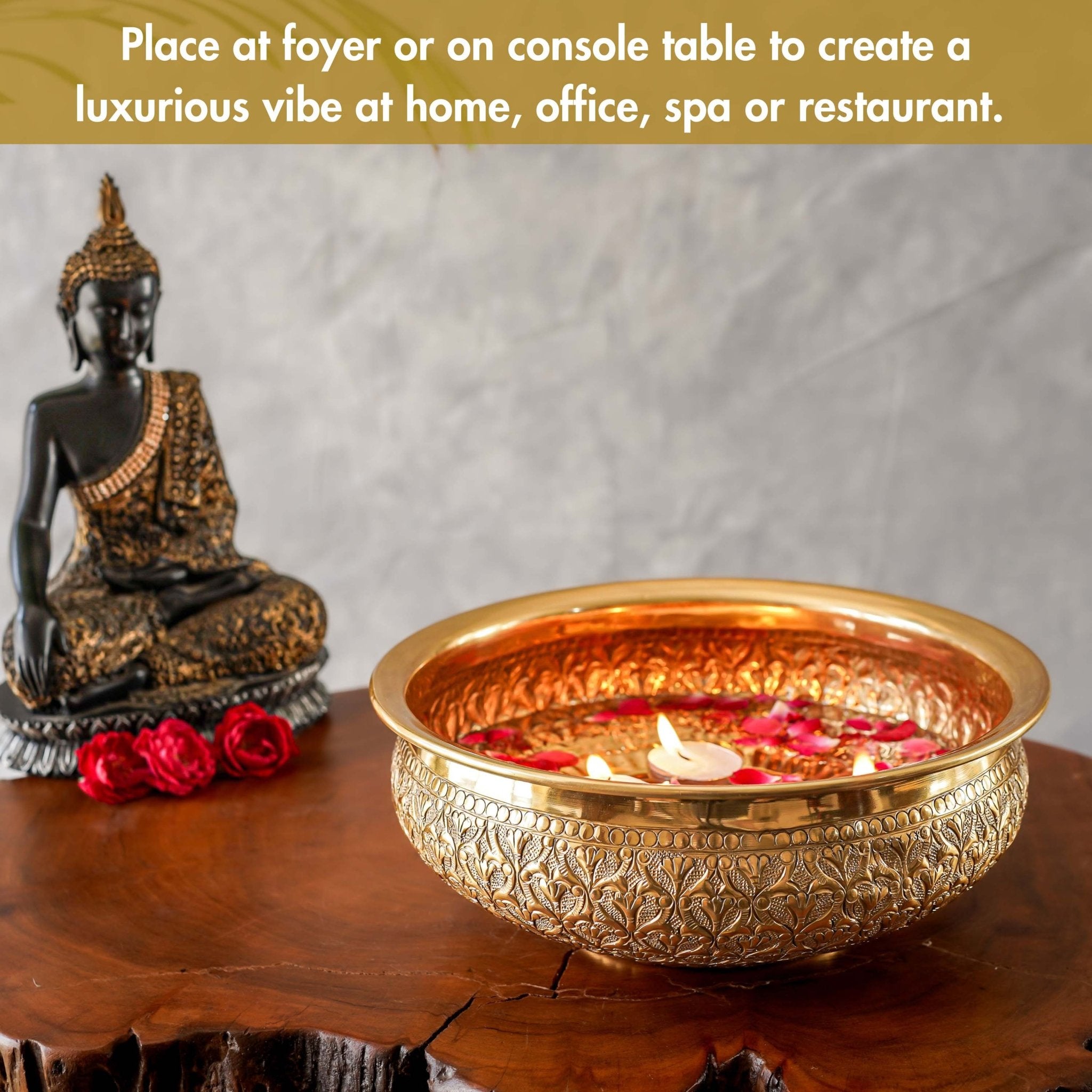 Metal Urli, Traditional urli bowl, Floating flower urli