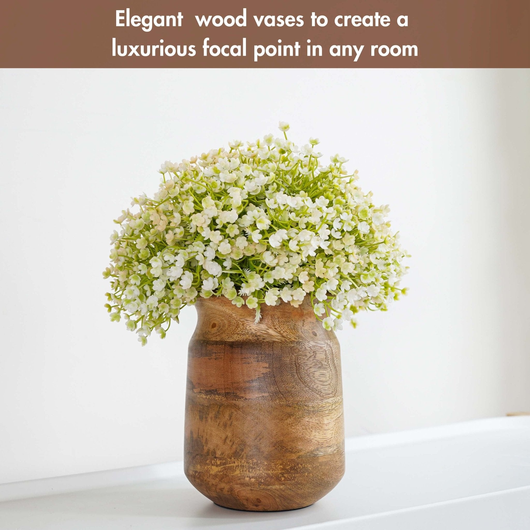 Barni Style Mango Wood Flower Vase, Natural Finish - 6.1''X 4.3'' - Behoma