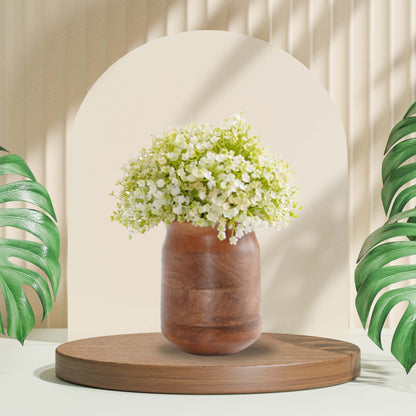 Barni Style Mango Wood Flower Vase, Walnut finish - 6.1''X 4.3'' - Behoma