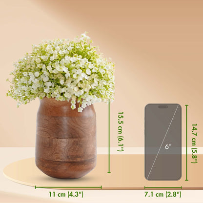 Barni Style Mango Wood Flower Vase, Walnut finish - 6.1''X 4.3'' - Behoma