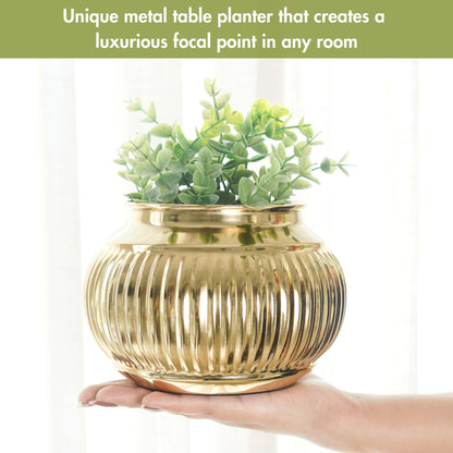 Gold metal indoor planter flower pot Behoma