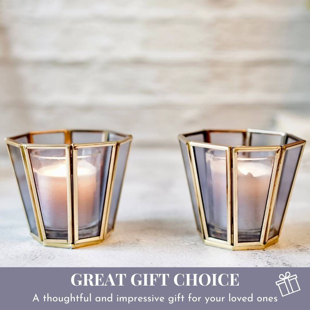 Behoma Textured Orange Glass Votive Candle Holder, Set of 2 - Behoma