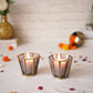 Behoma Textured Orange Glass Votive Candle Holder, Set of 2 - Behoma