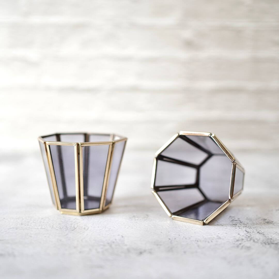 Behoma Textured Orange Glass Votive Candle Holder, Set of 2 - Behoma