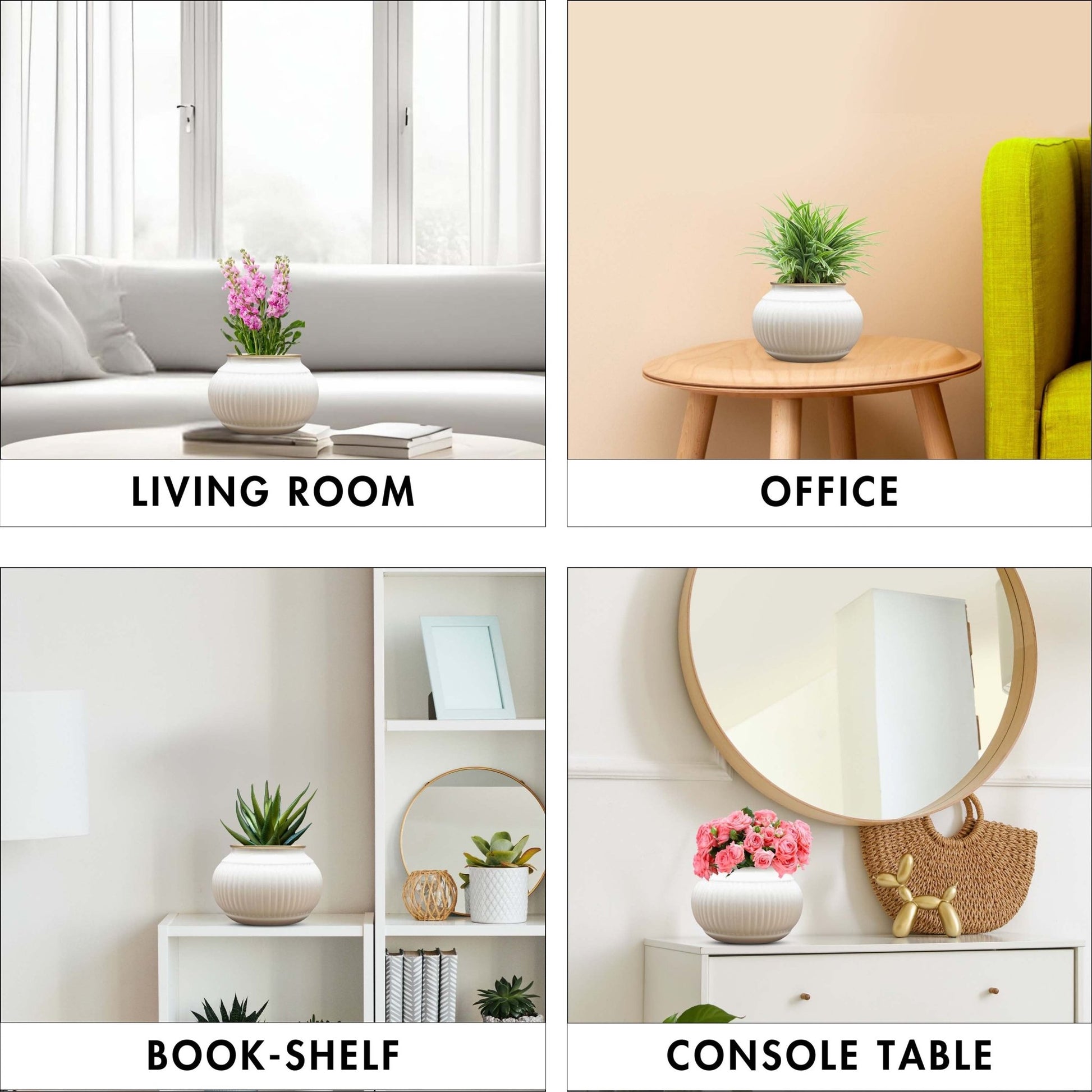 White metal indoor planter Behoma