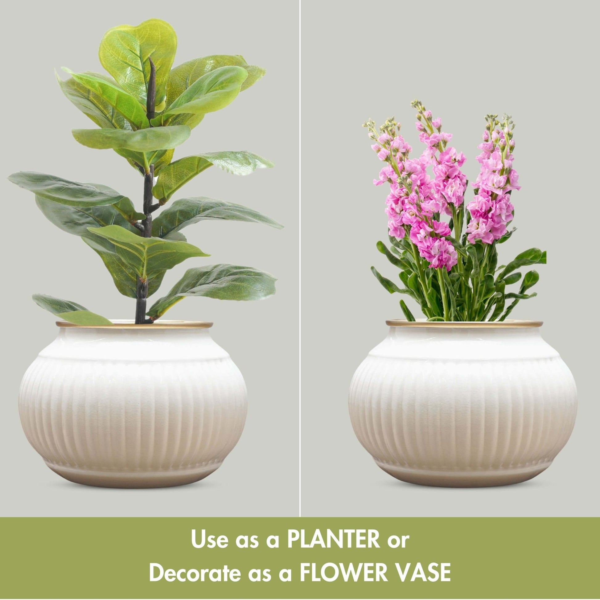White metal indoor planter Behoma