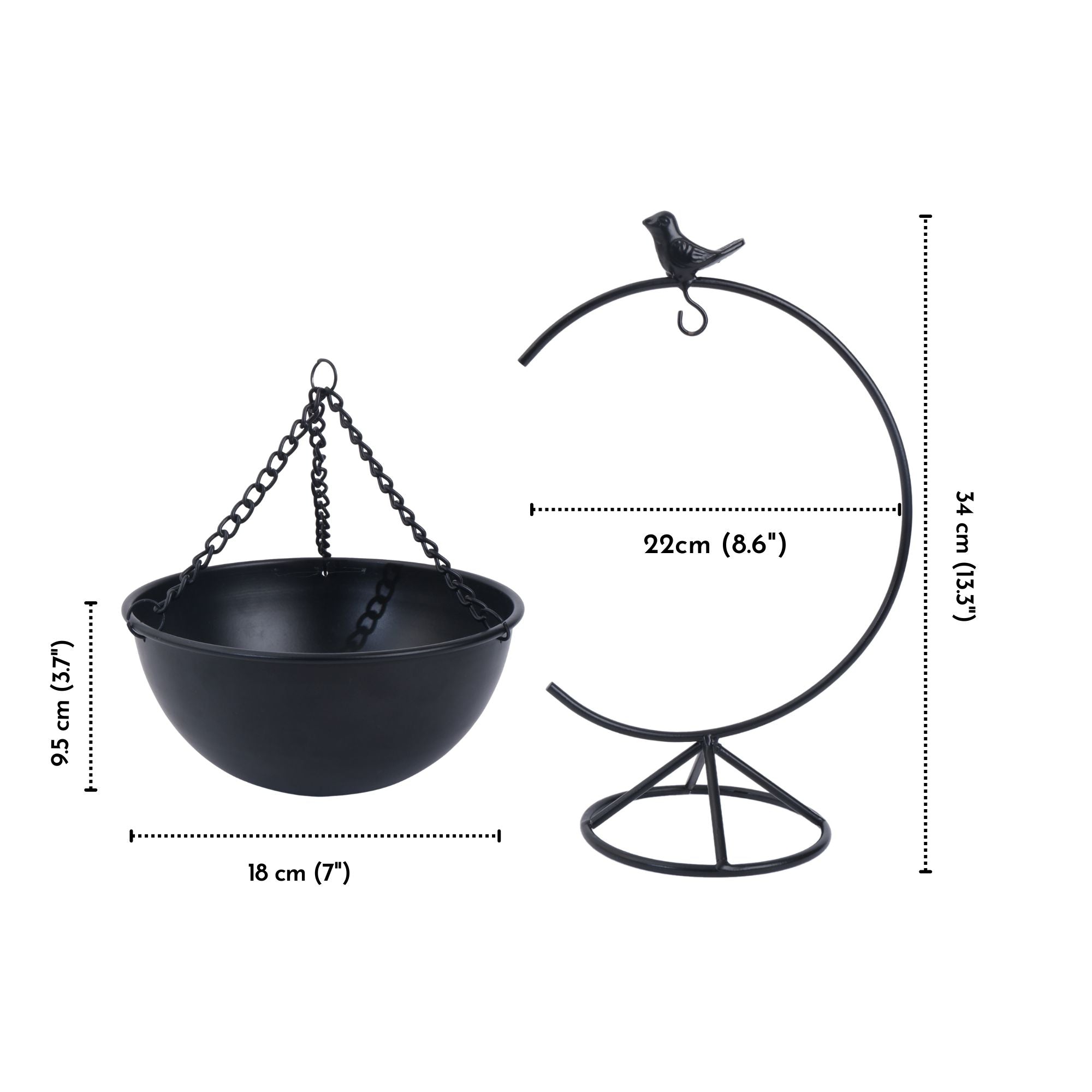 Bird Planter, Matt Black, 13.3'' - Behoma