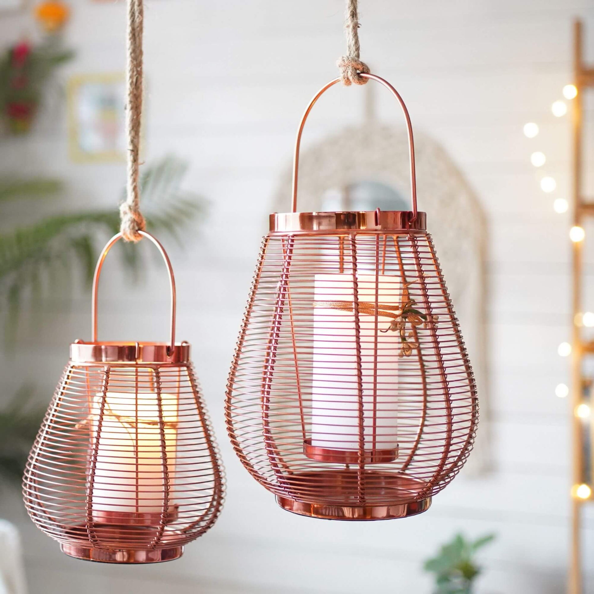 Cage Candle Holder, Copper - 9.8''X 7.8'' - Behoma