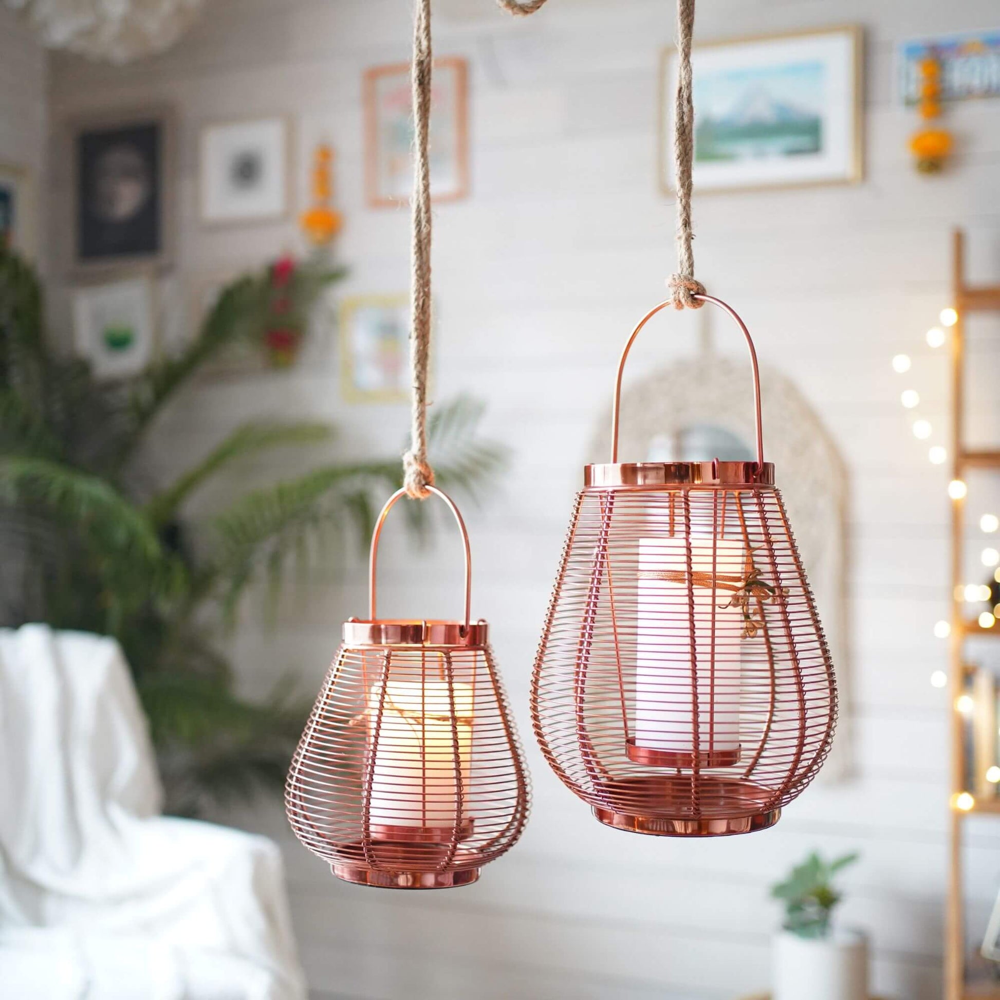 Cage Candle Holder, Copper - 9.8''X 7.8'' - Behoma