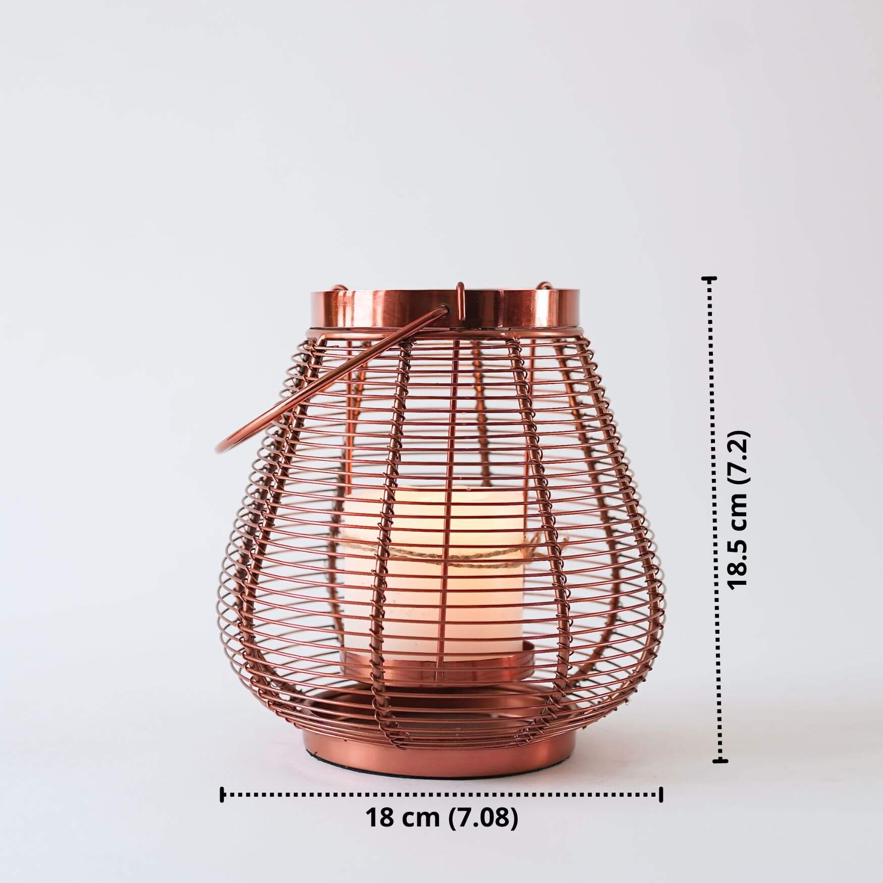 Cage Candle Holder, Copper - 9.8''X 7.8'' - Behoma