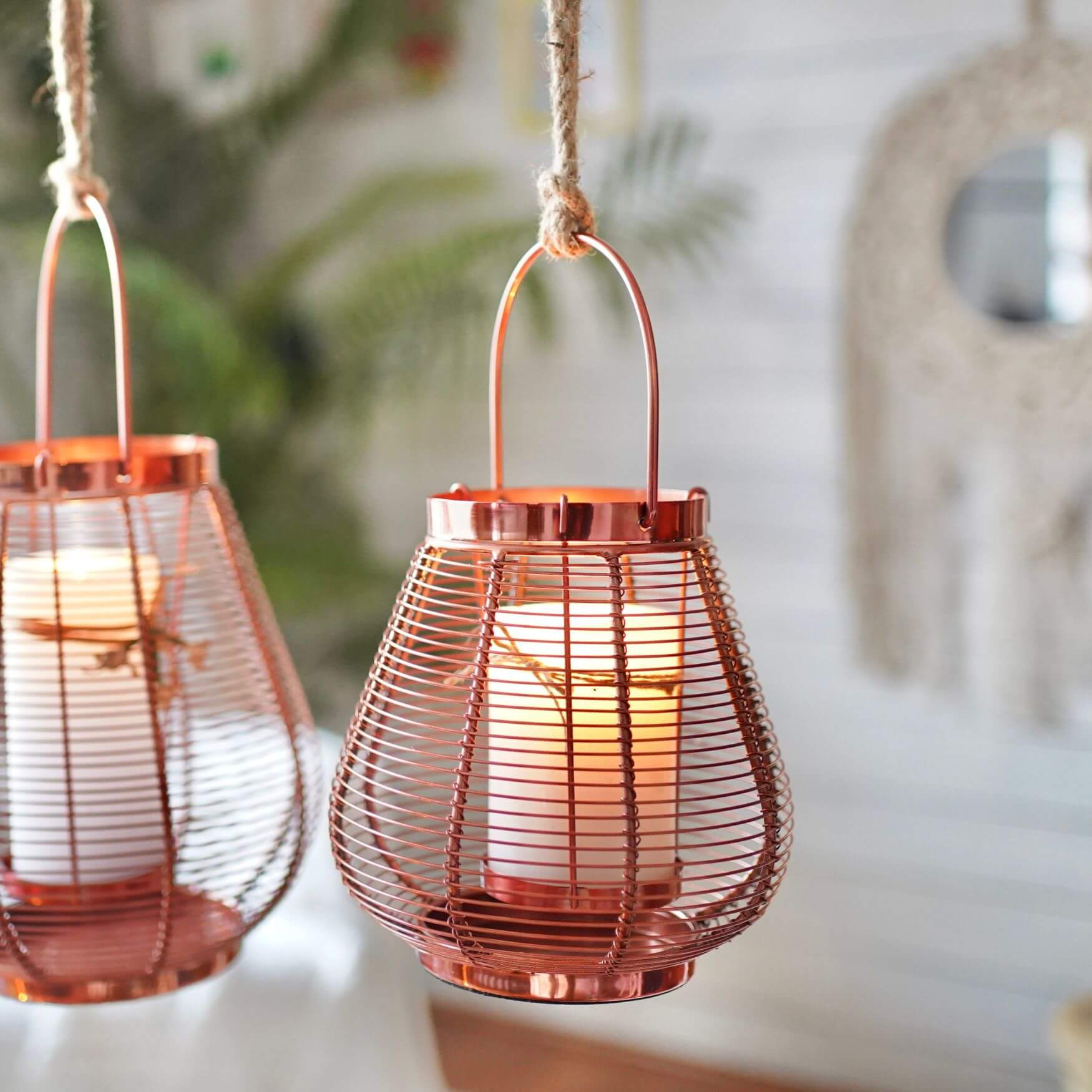 Cage Candle Holder, Copper - 9.8''X 7.8'' - Behoma