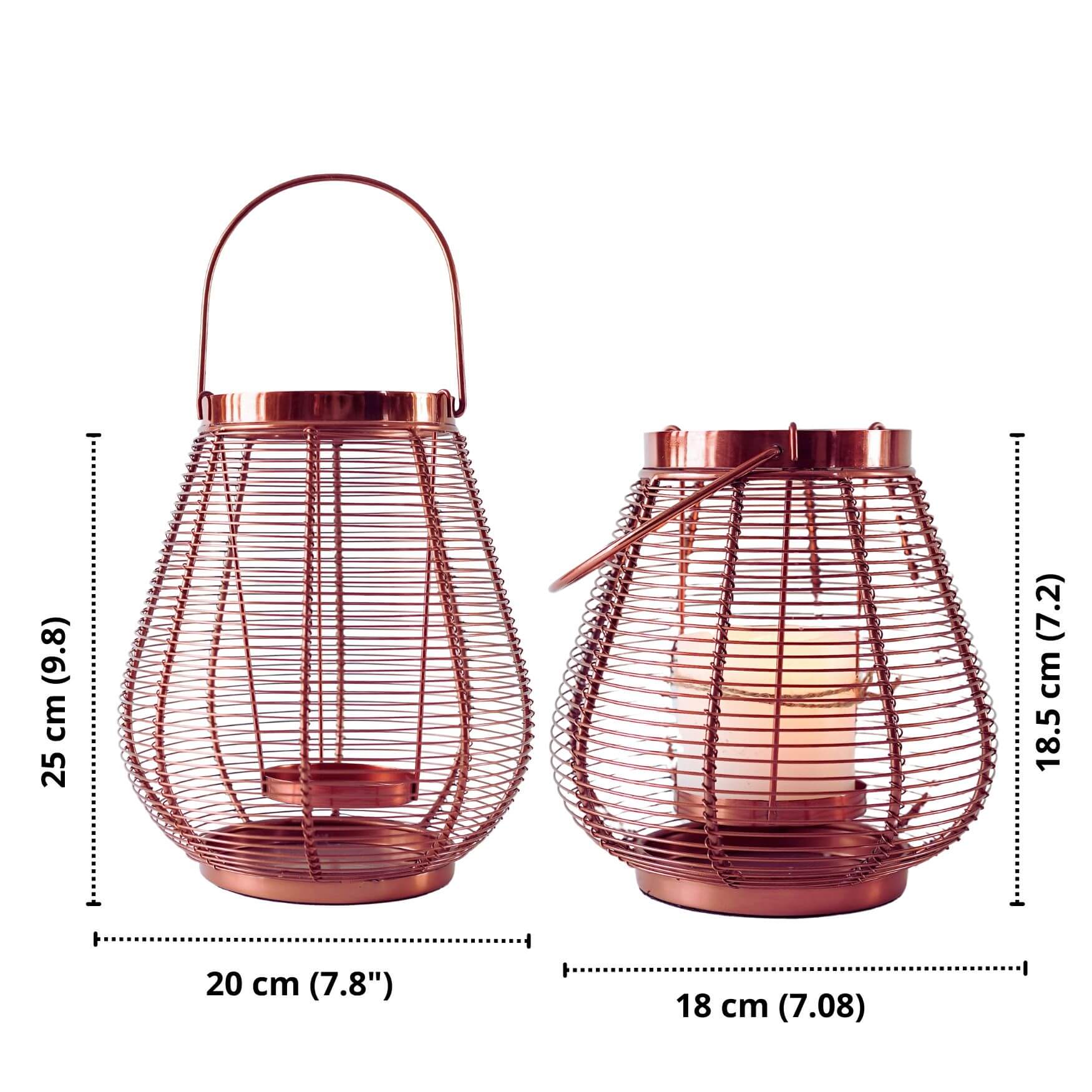 Cage Candle Holder, Copper - 9.8''X 7.8'' - Behoma