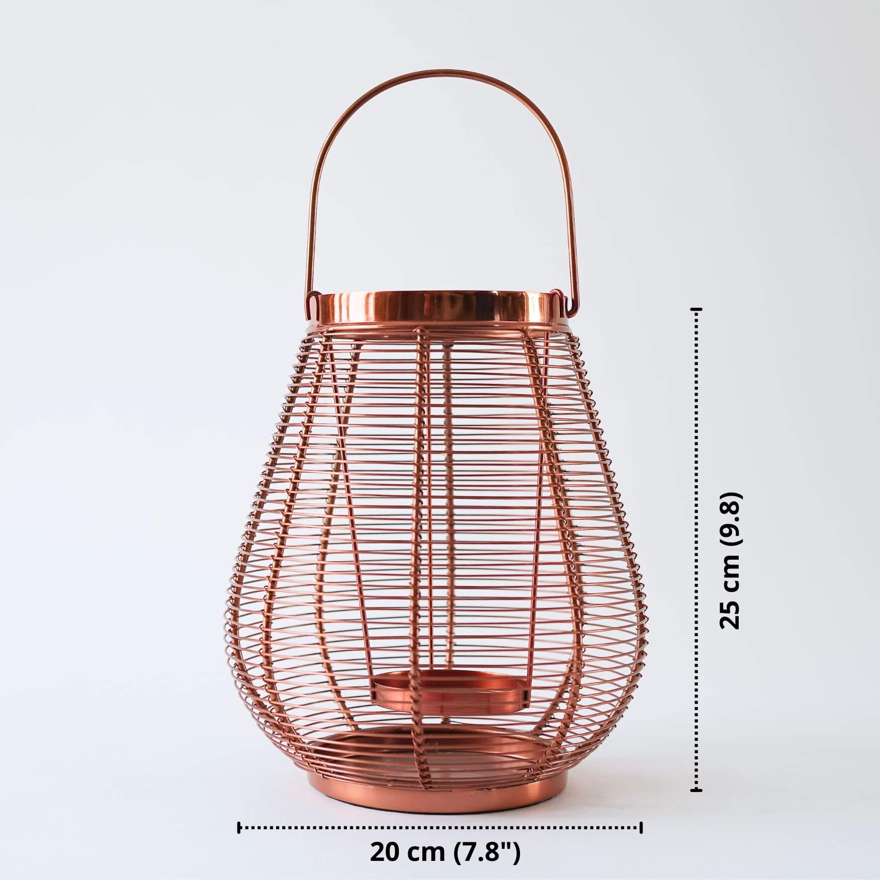 Cage Candle Holder, Copper - 9.8''X 7.8'' - Behoma