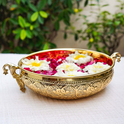 Brass Urli, Brass urli for pooja, Traditional urli bowl, Floating flower urli, Decorative urli bowl