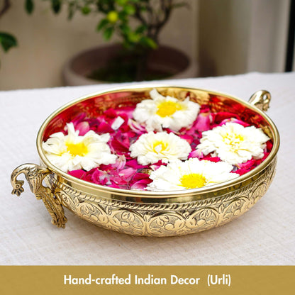 Brass Urli, Brass urli for pooja, Traditional urli bowl, Floating flower urli, Decorative urli bowl
