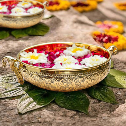 Brass Urli, Brass urli for pooja, Traditional urli bowl, Floating flower urli, Decorative urli bowl